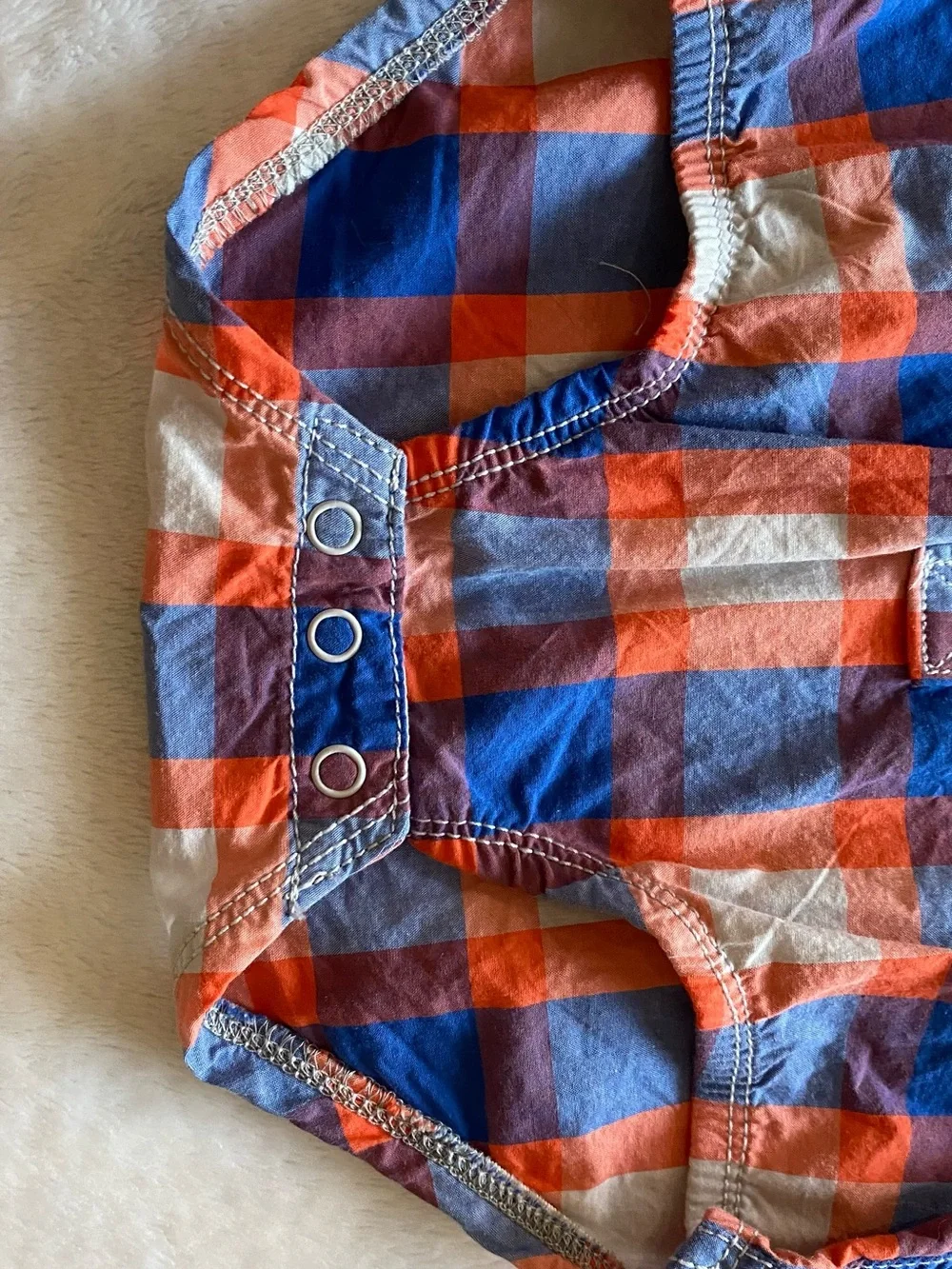 OshKosh B'gosh Orange and Blue Plaid Baby Button-Up. New. 24M